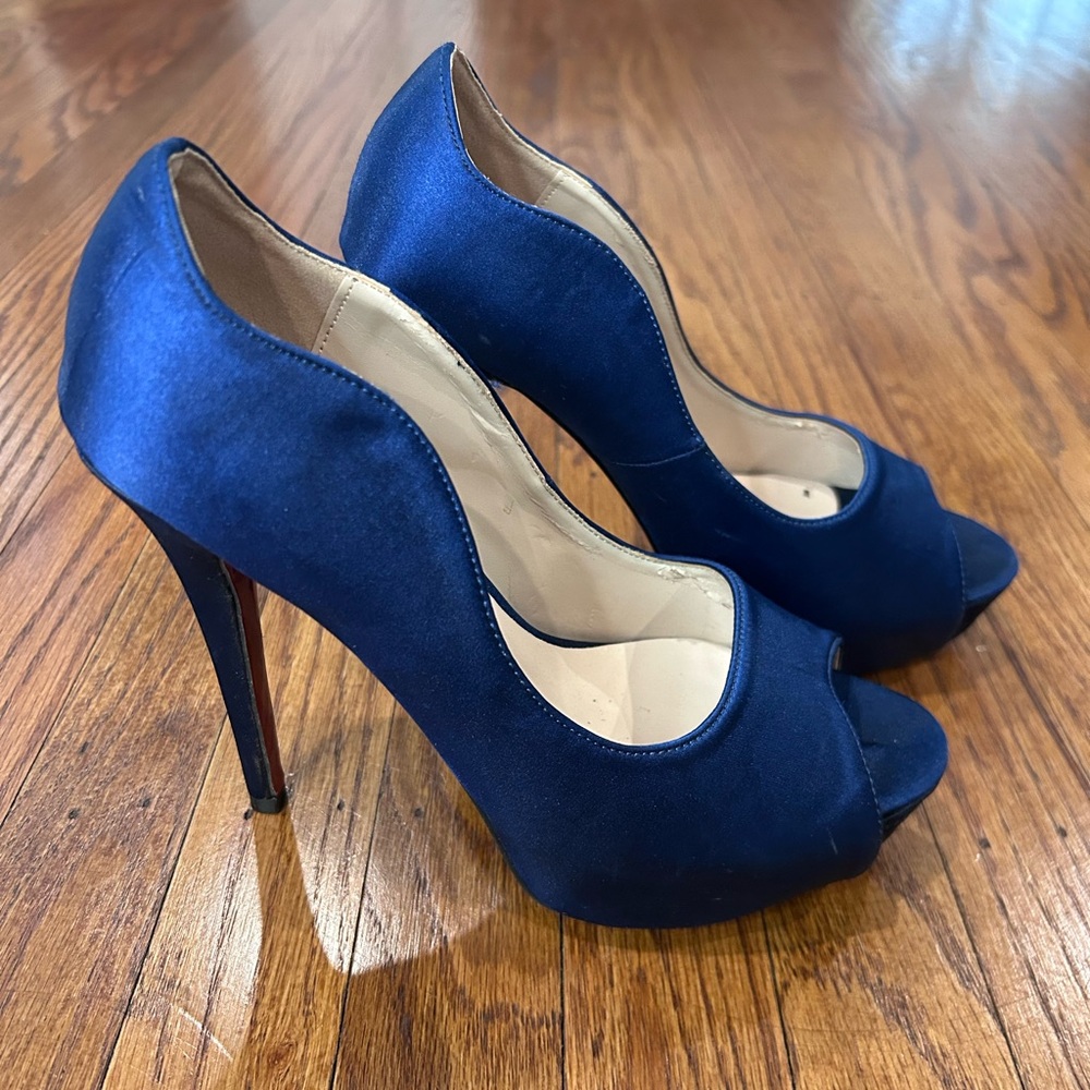 Blue Peep-Toe Heels - size 7.5